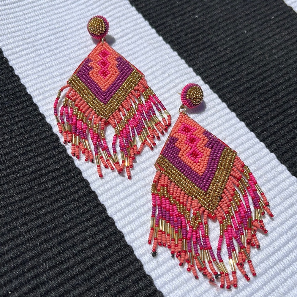 NWT PINK BOHEMIAN FRINGE EARRINGS